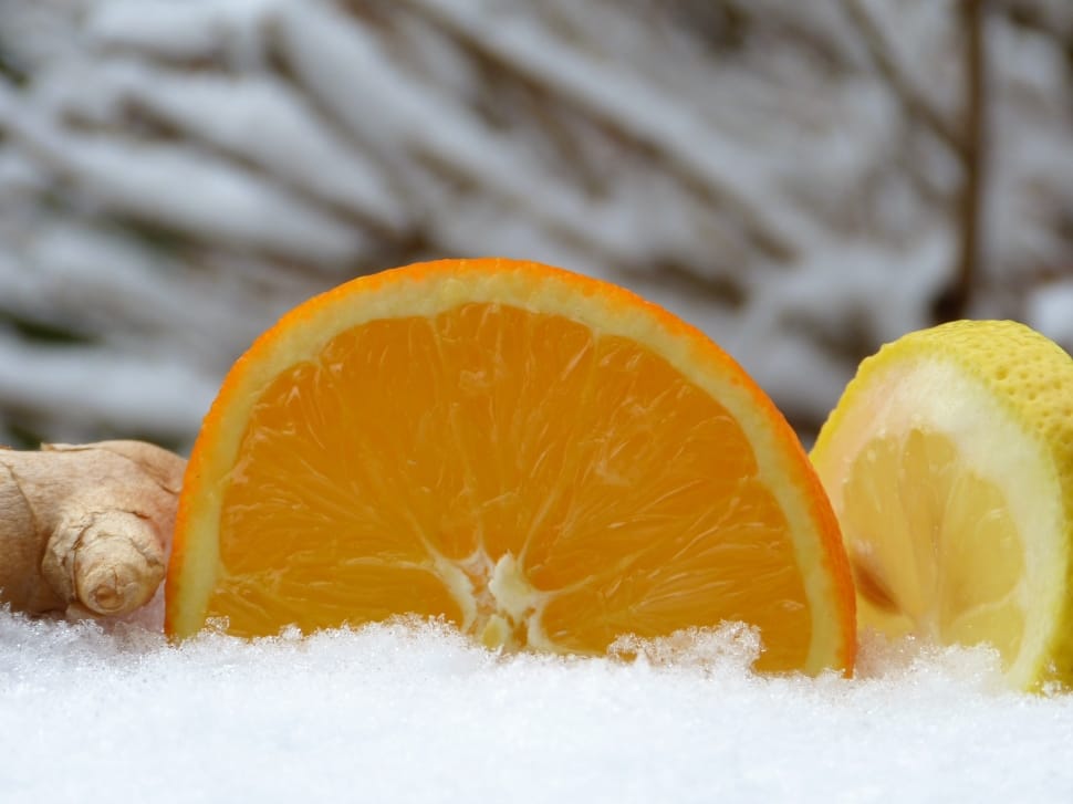 sliced orange fruit, lemon and ginger preview