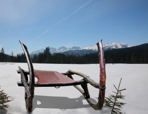 brown wooden snow sled thumbnail