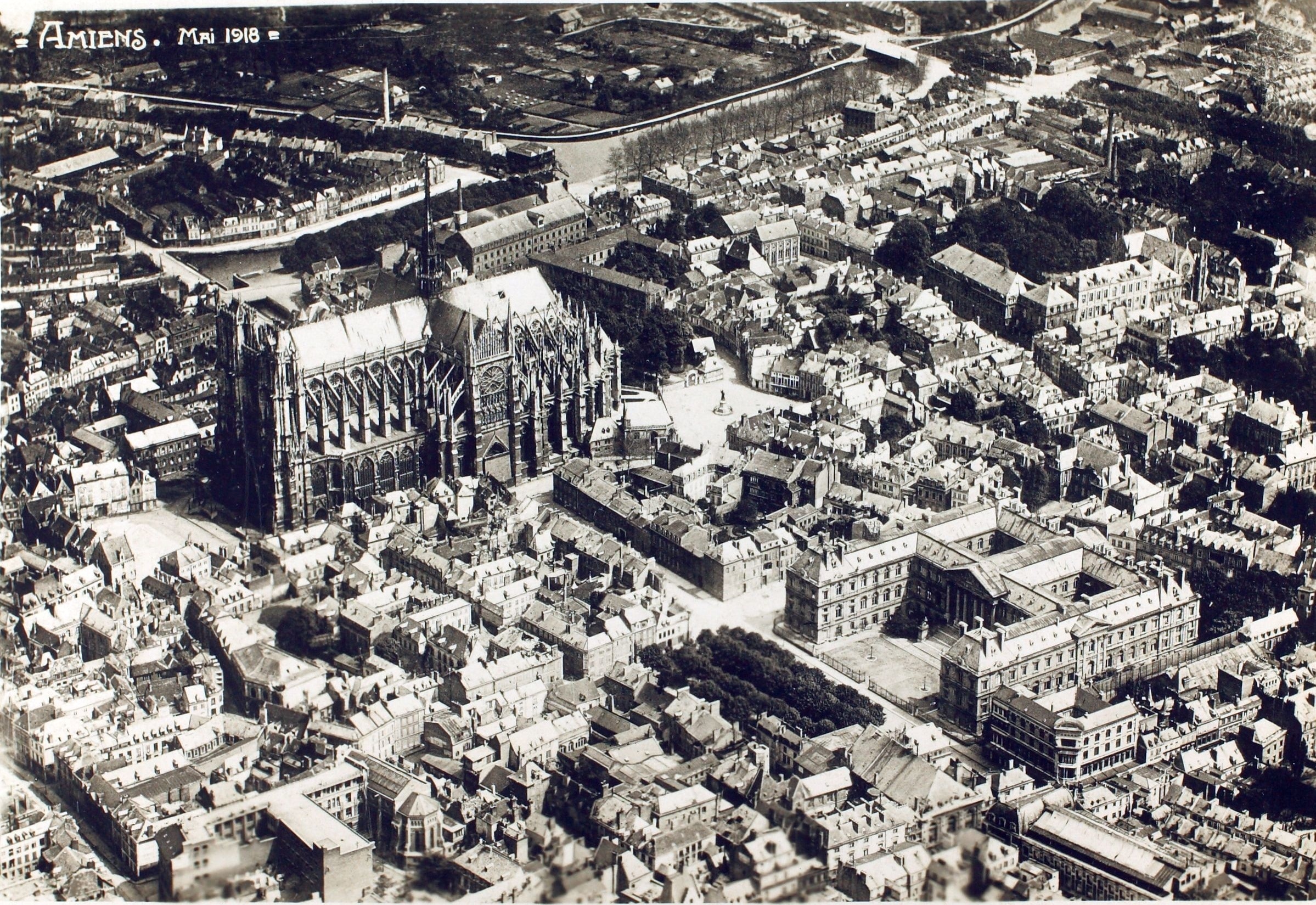 aerial view of church