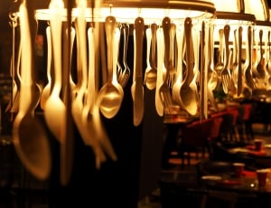 Fork, Spoon, Hanging, Lamps Utensils, in a row, hanging thumbnail