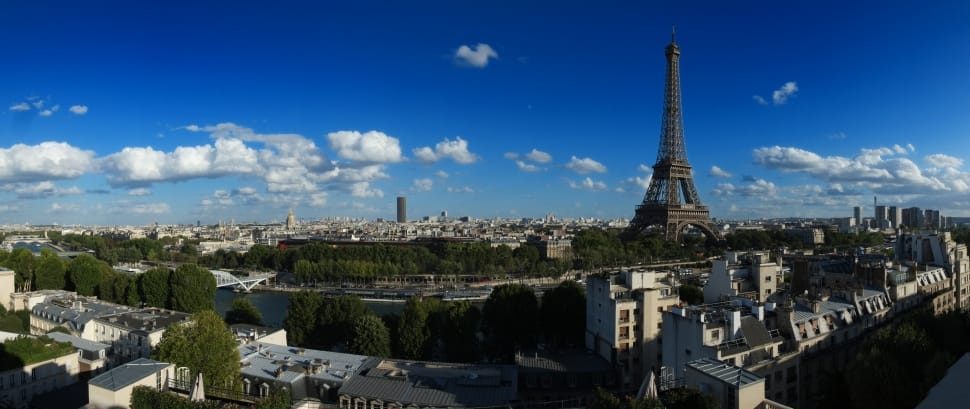 panoramic photo of paris eiffel tower preview