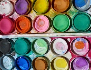 Paintbox, Paint, Art, School Kids, multi colored, in a row thumbnail