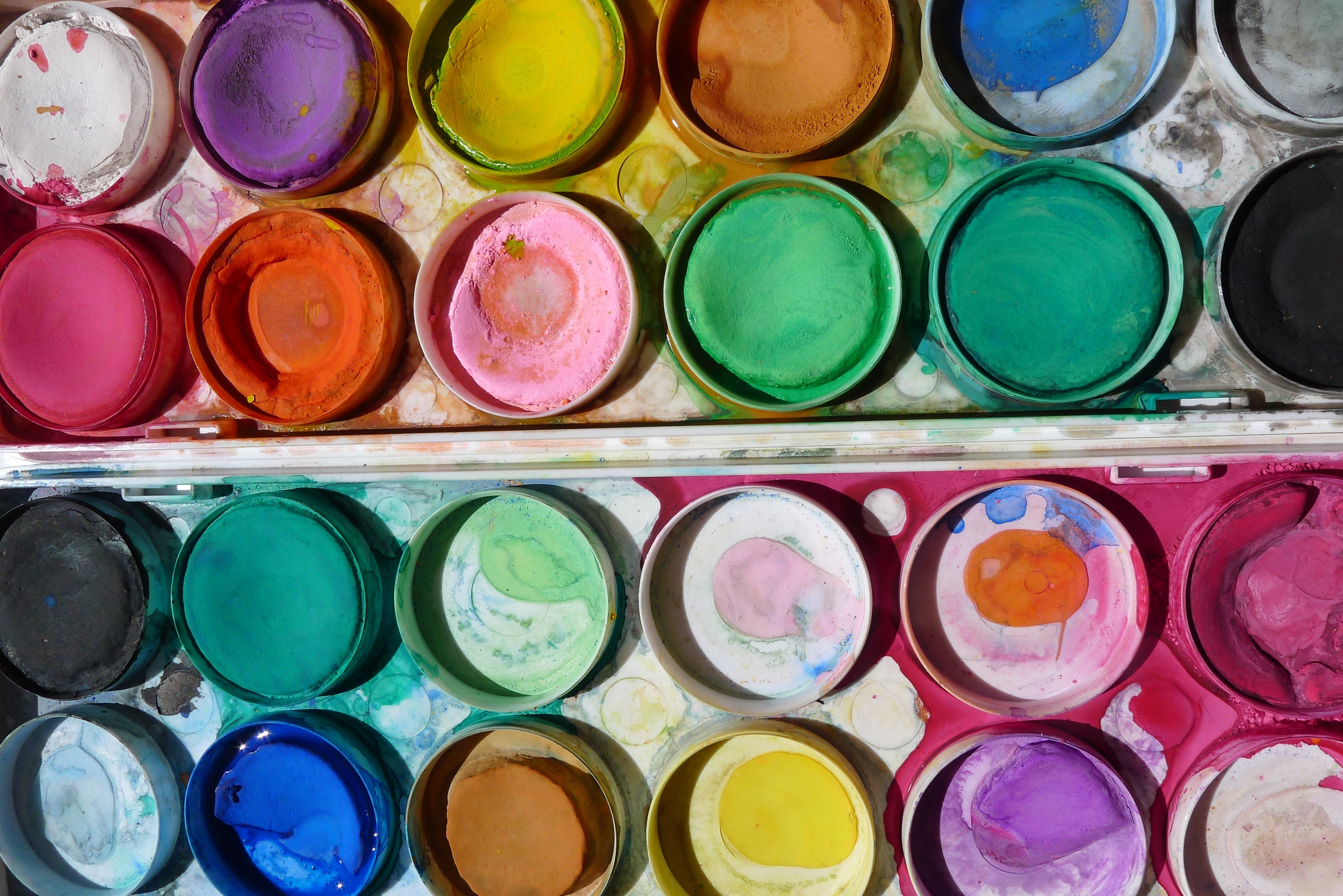 Paintbox, Paint, Art, School Kids, multi colored, in a row