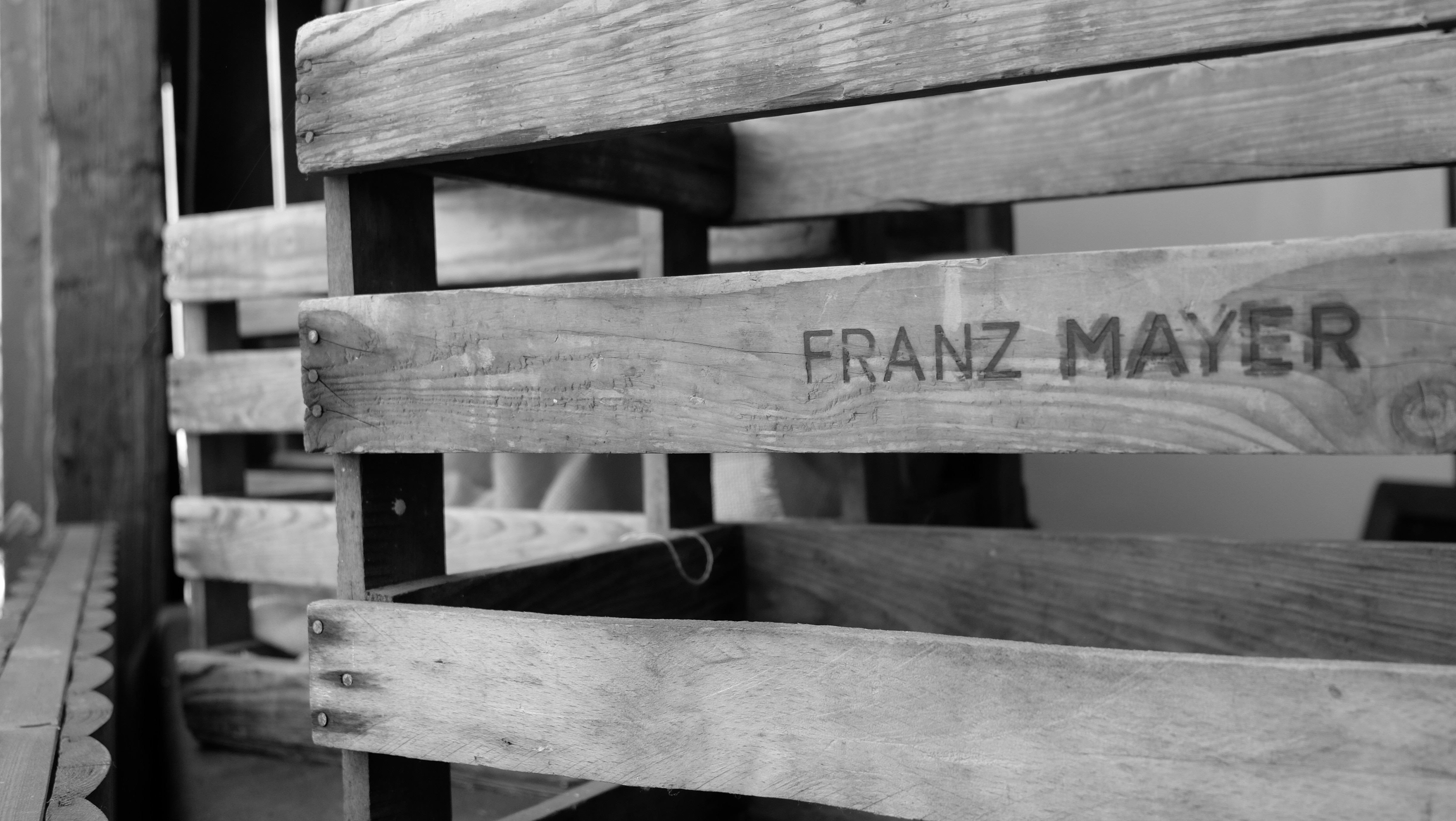 grey scale photo of franz mayer board