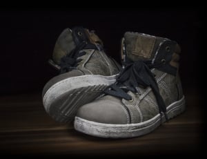 grey and brown high tops sneakers thumbnail