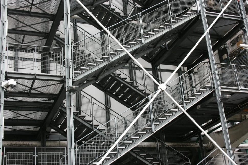 grayscale photo of building stairs preview