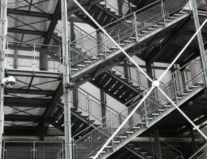 grayscale photo of building stairs thumbnail