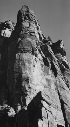 grayscale photo of rocky mountain thumbnail