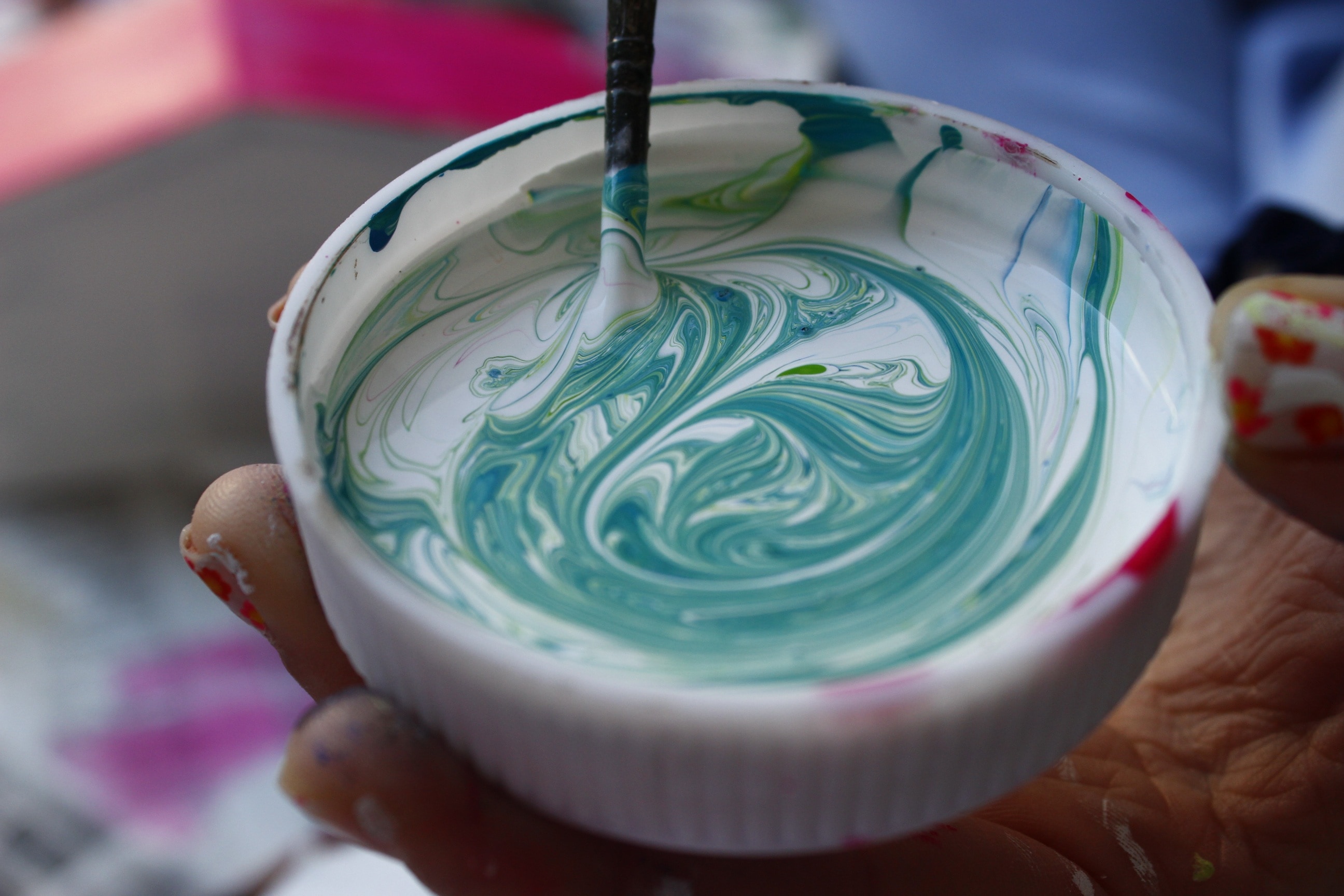 white and green paint