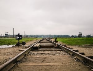 Train, Rail, Birkenau, Auschwitz, railroad track, vanishing point thumbnail