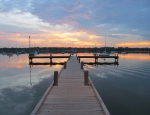 Lake, Dock, Sunset, Serene, Boats, Pier, sunset, reflection thumbnail