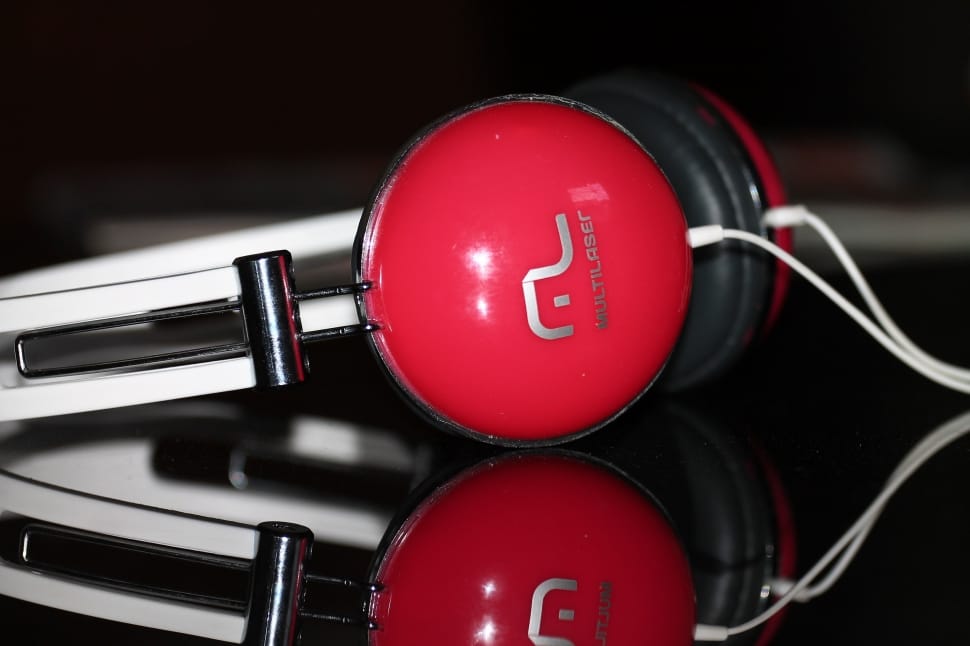 red black and white corded headphones preview