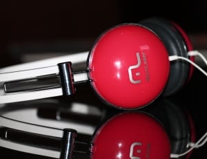 red black and white corded headphones thumbnail