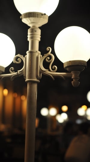 Lamp, Light, Night, Street, White, Post, no people, close-up thumbnail