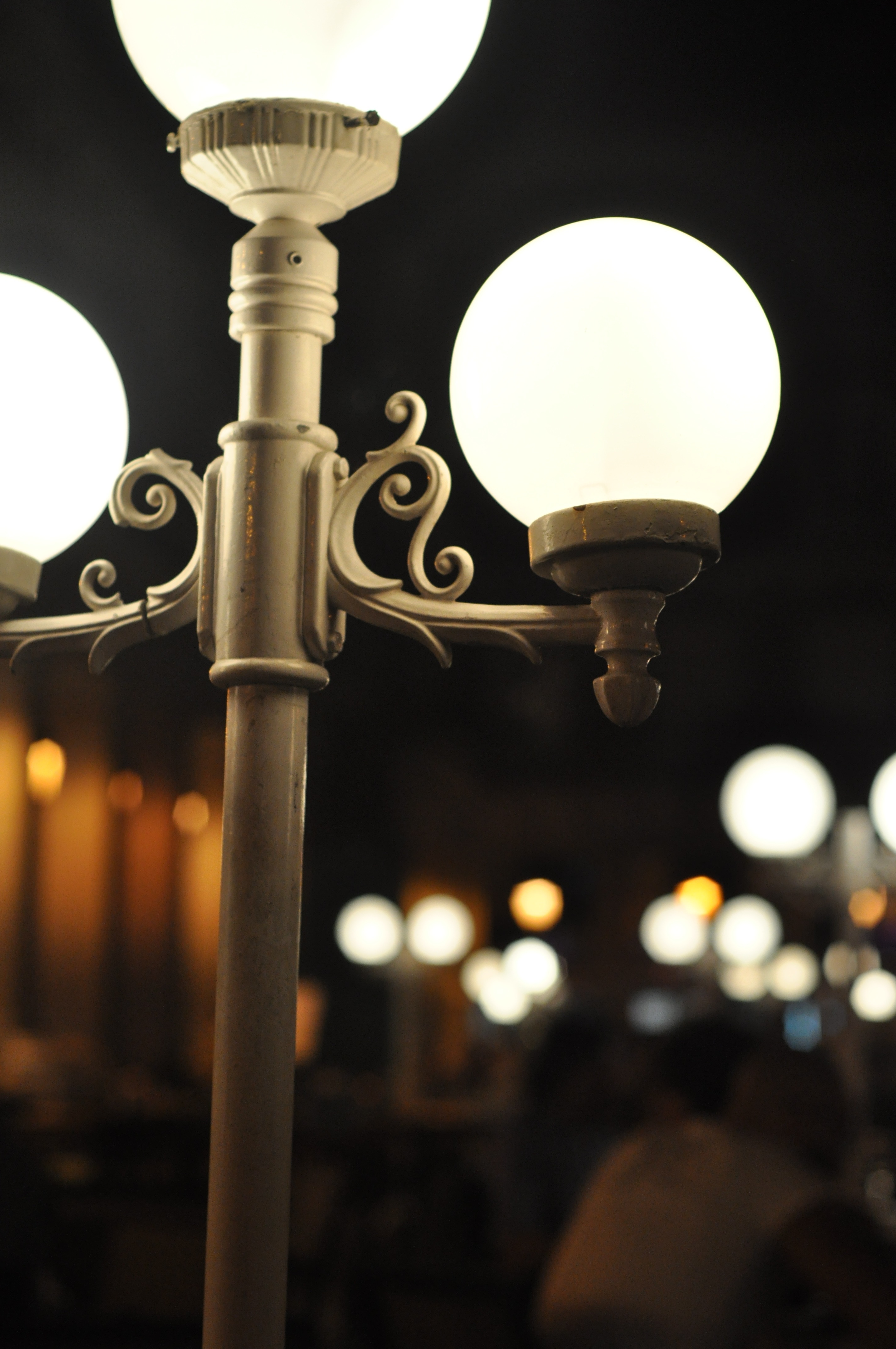 Lamp, Light, Night, Street, White, Post, no people, close-up