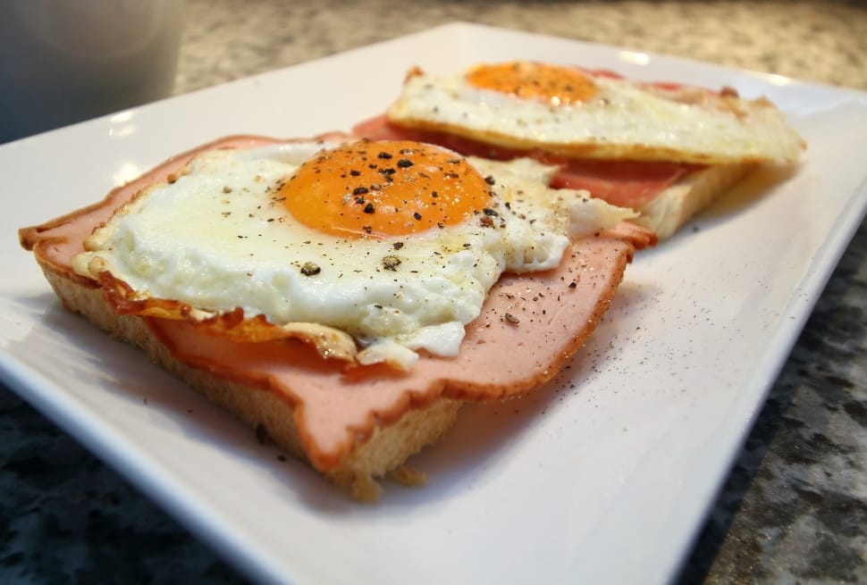 bread with ham and sunny side up egg preview