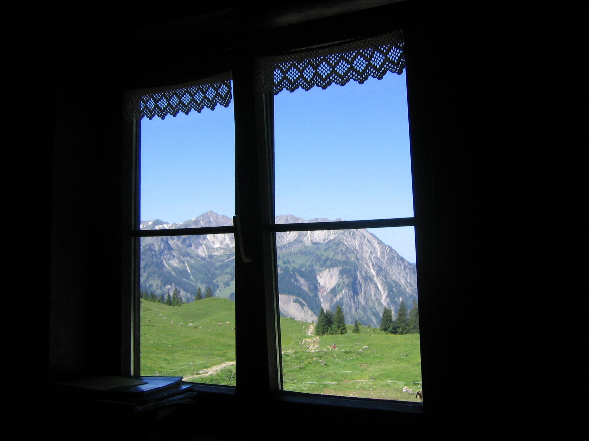 white wooden window frame
