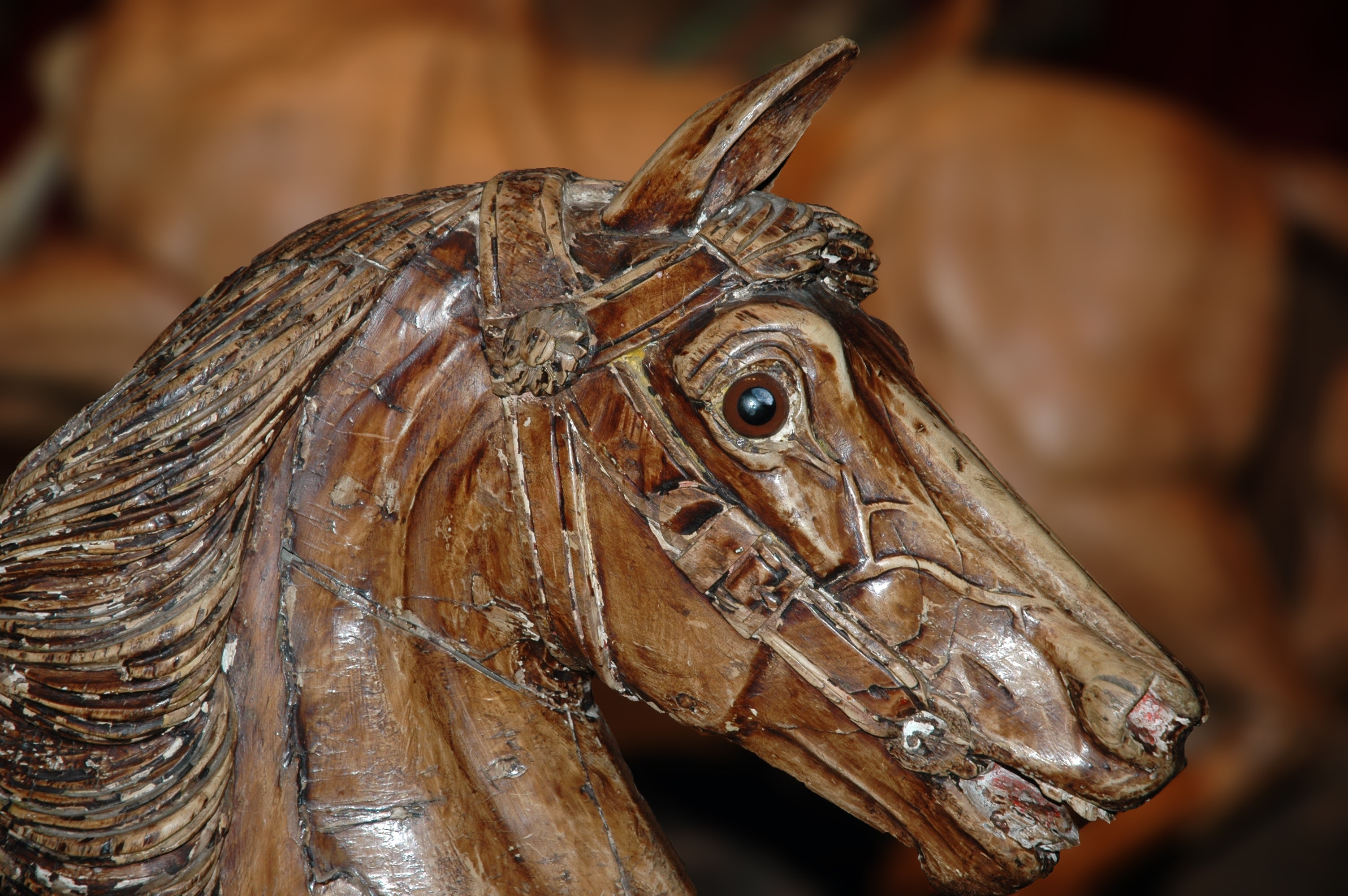 brown wooden horse figure
