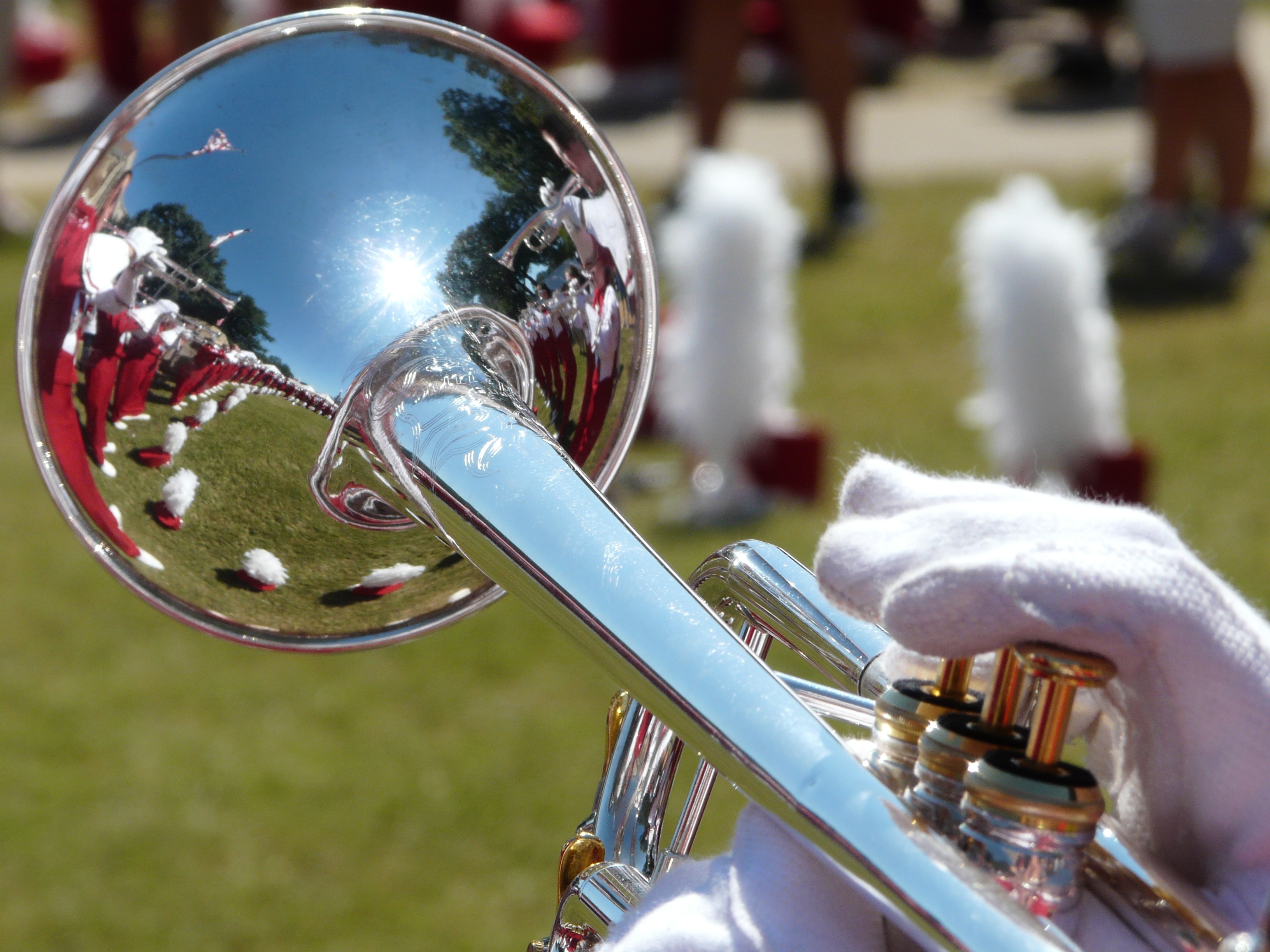 Trumpet, Band, Uniforms, Performance, reflection, shiny