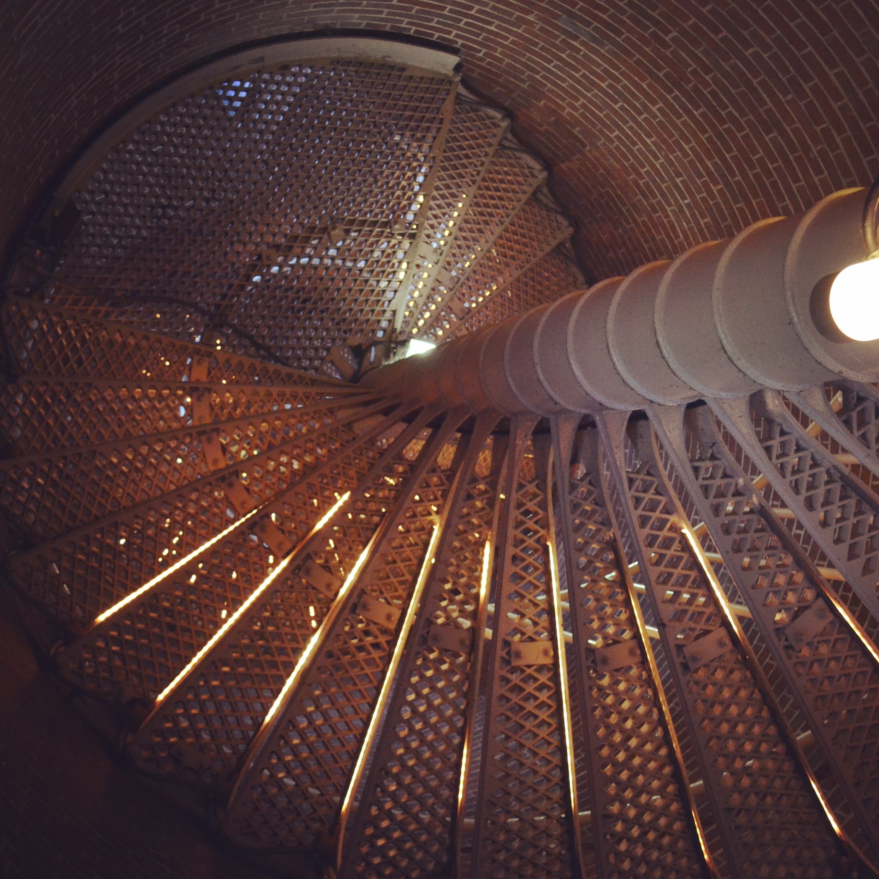 gray metal spiral staircase