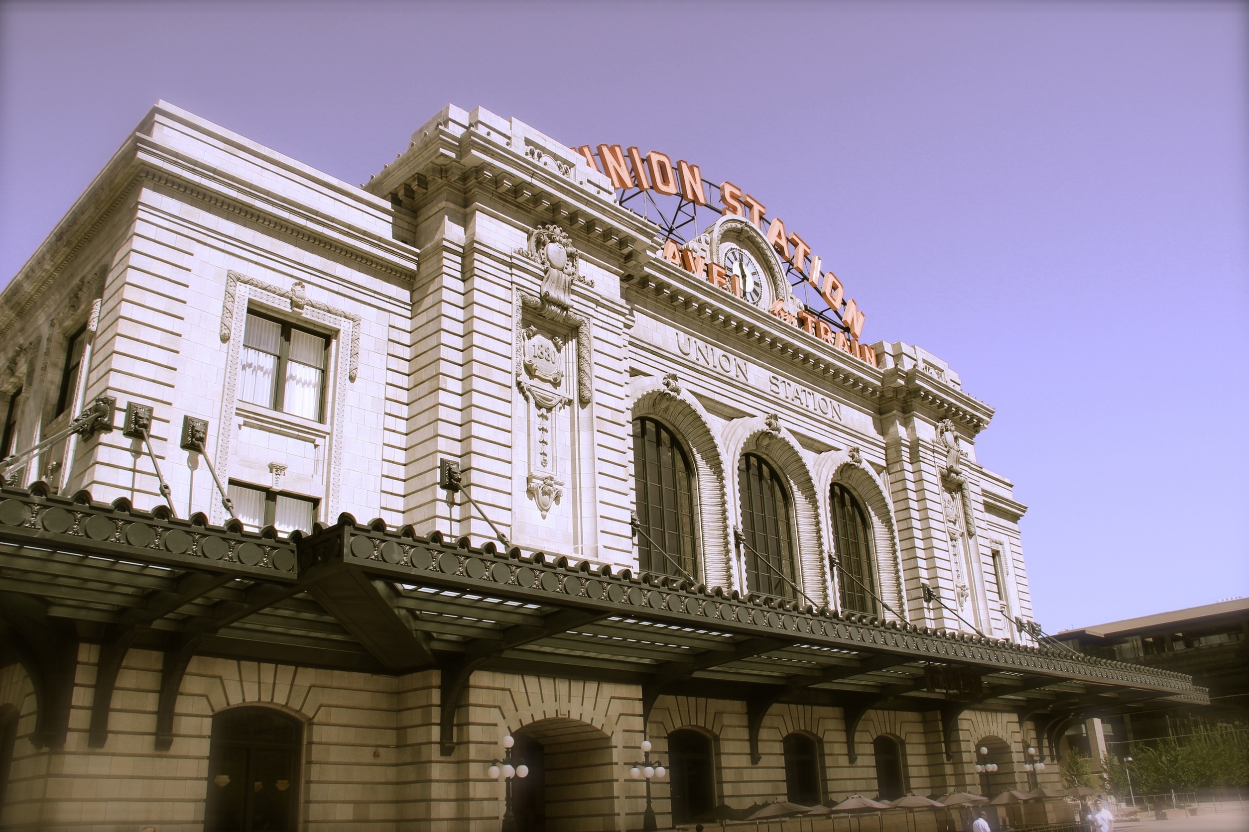 White Union Station Building Under Purple Sky