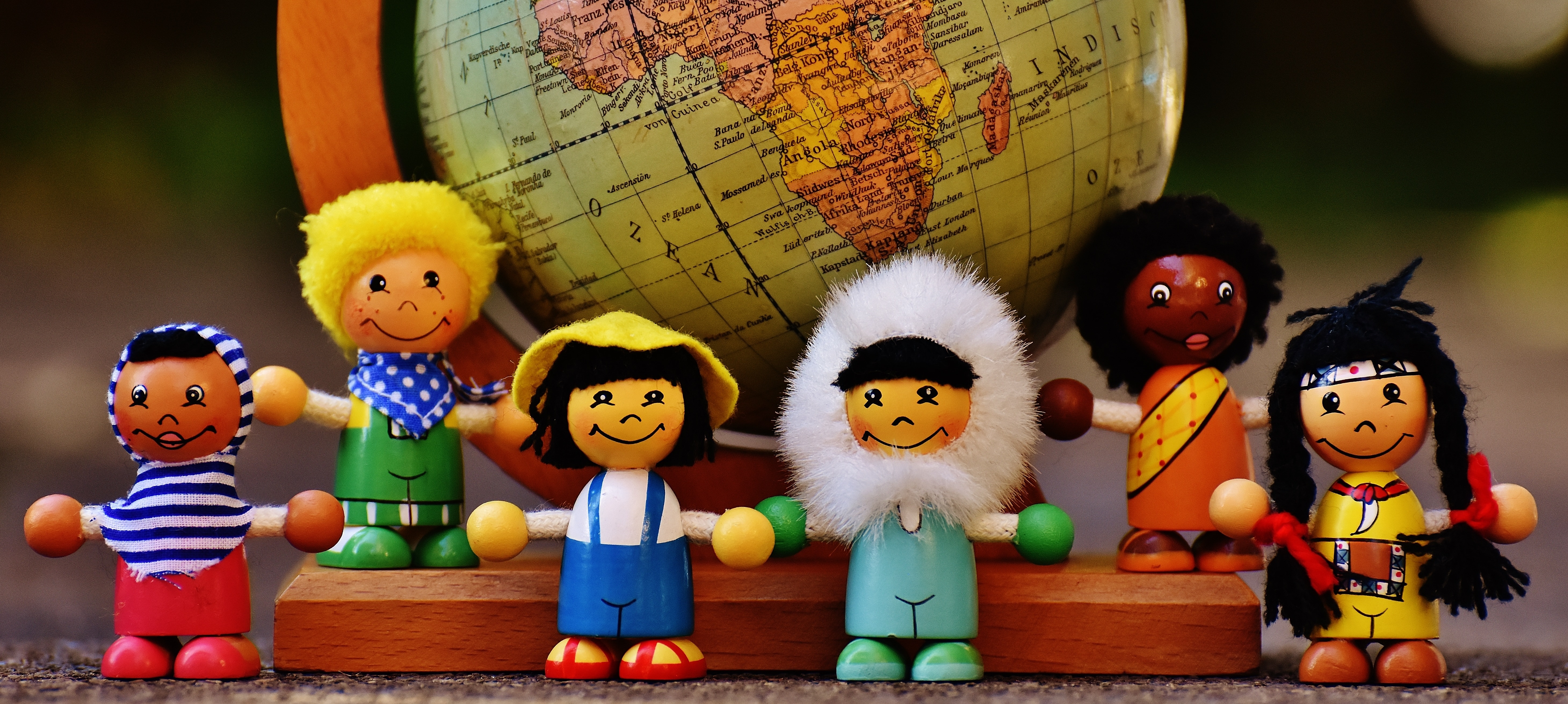 children in the world wooden mini figs and globe