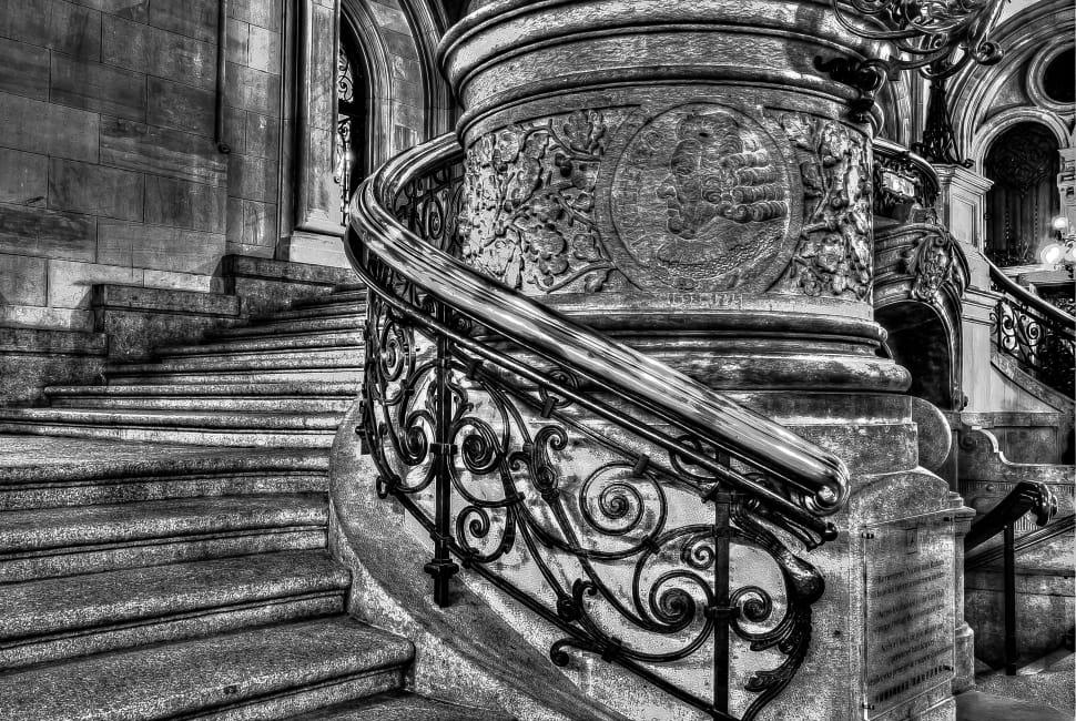 gray scale photography of staircase preview