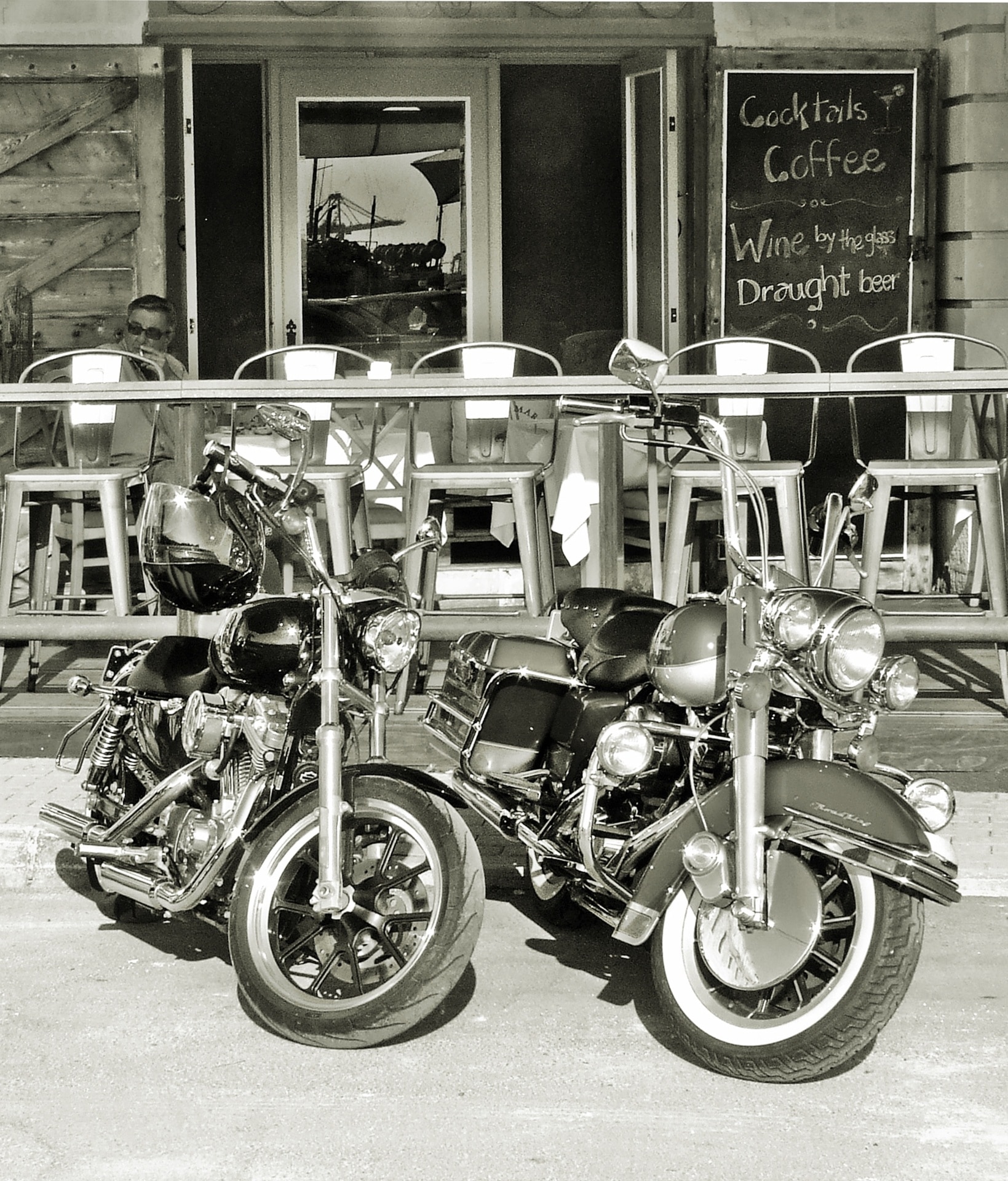 Chalk Board, Harley Davidson, Cafe, wheel, transportation