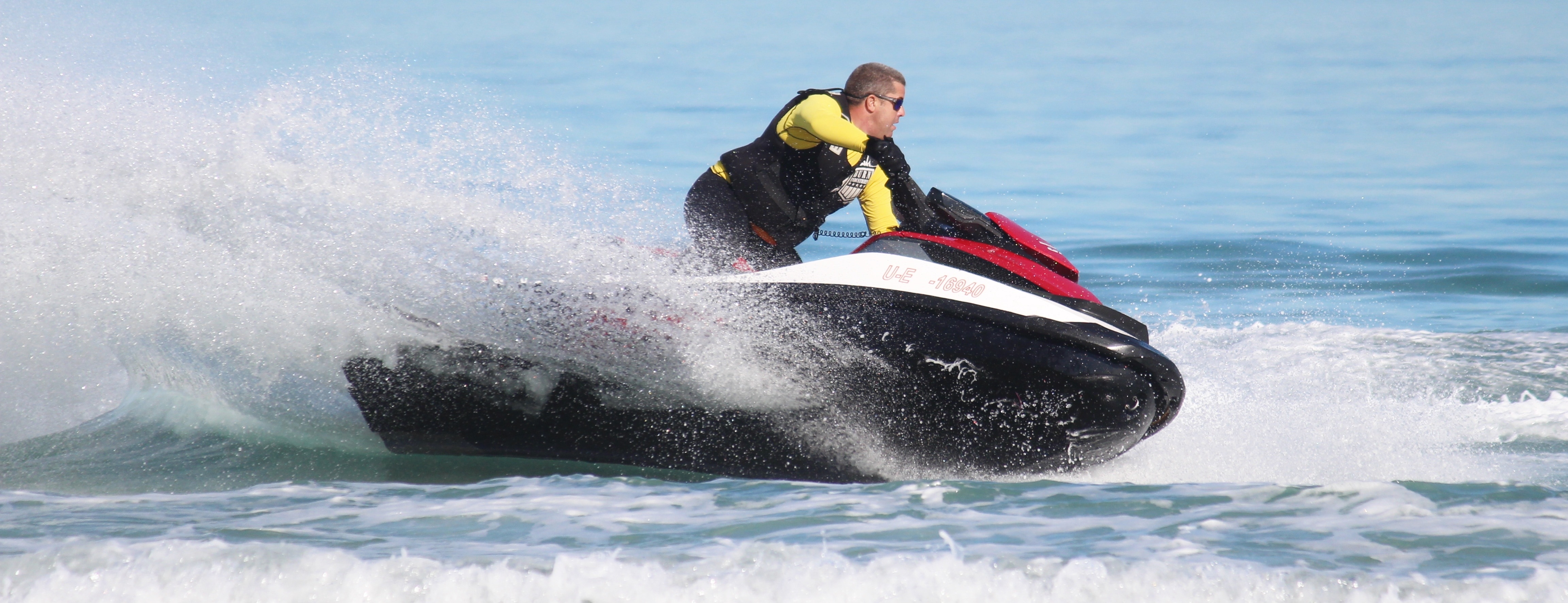 black and white personal watercraft
