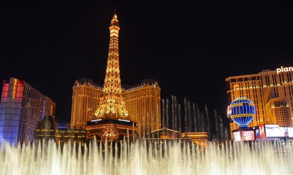 Las Vegas, Fountains, Paris, night, illuminated preview