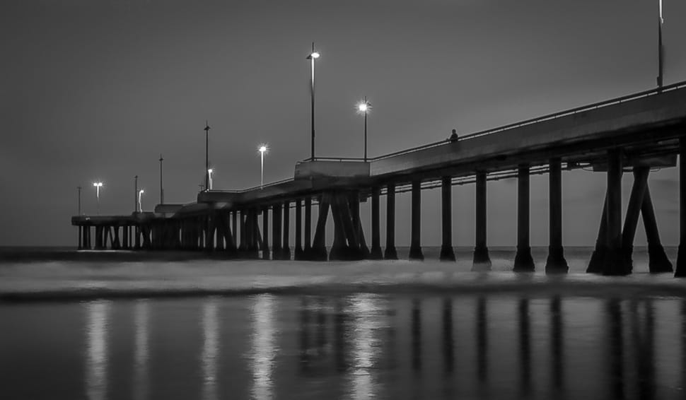 gray scale photograph of pier preview