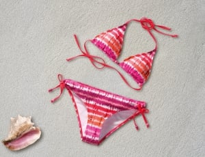 women's pink and white bra and panty set thumbnail