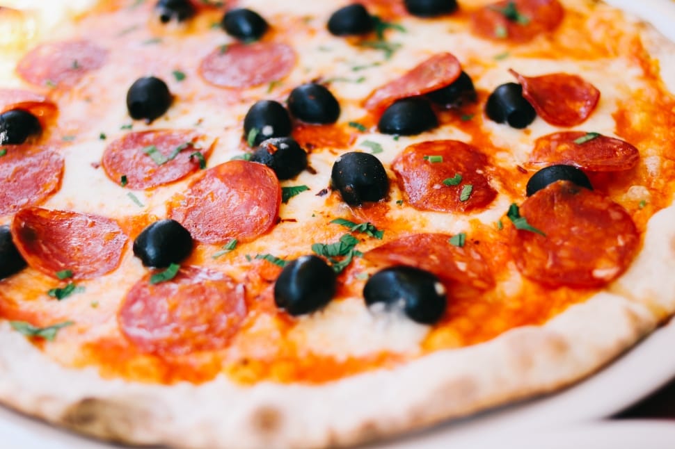 pepperoni pizza with black olives preview