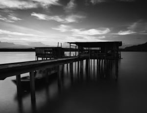 dock in grayscale photography thumbnail