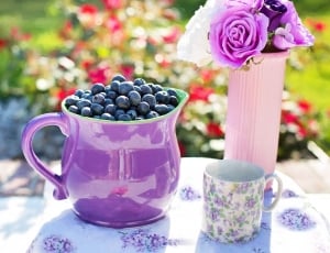 purple ceramic teapot and mug thumbnail