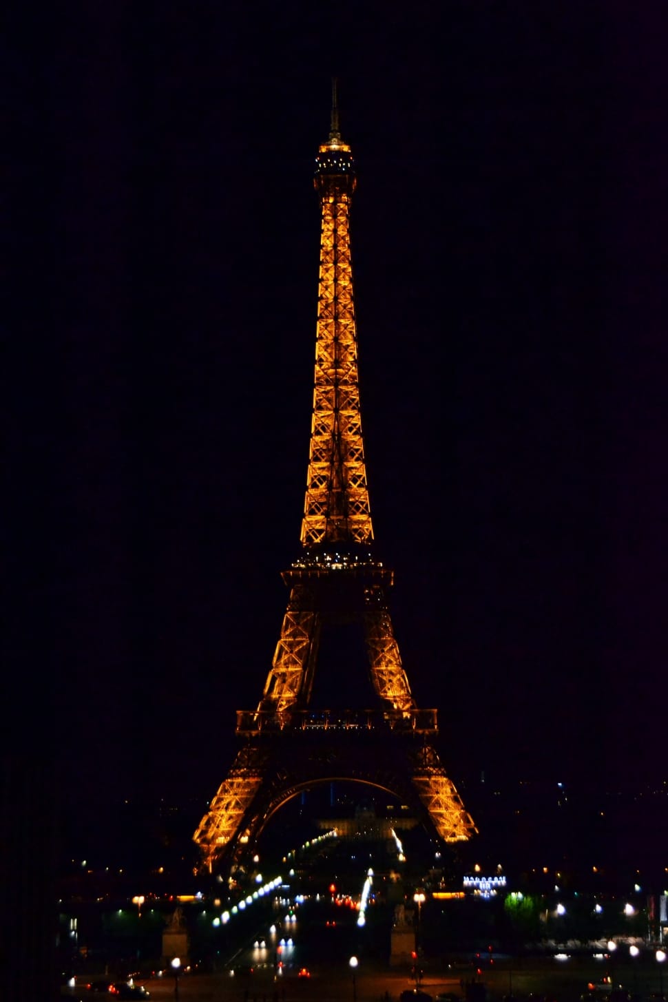 eiffel tower at night stock image