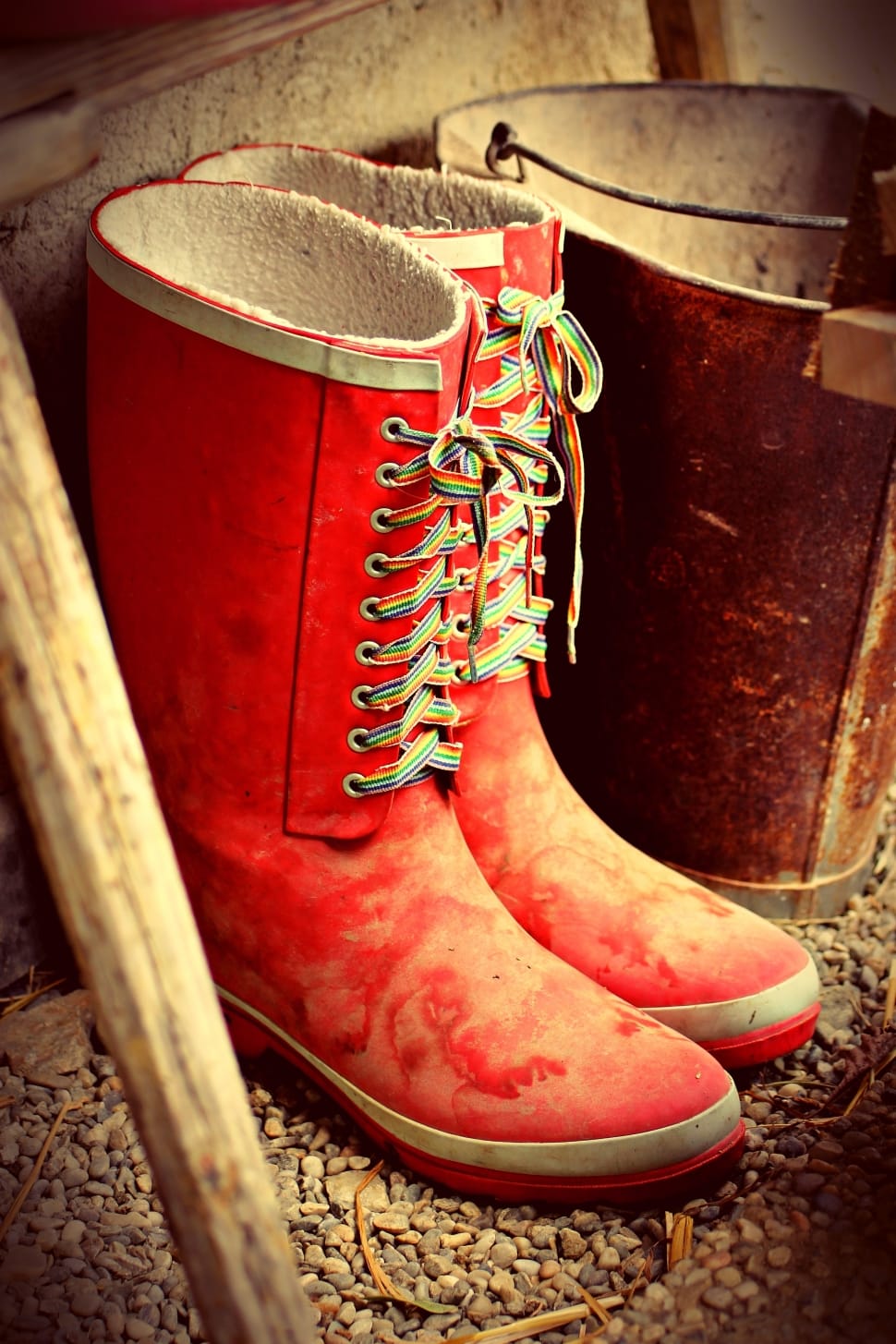 red lace up boots preview