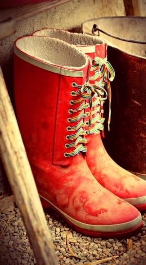 red lace up boots thumbnail