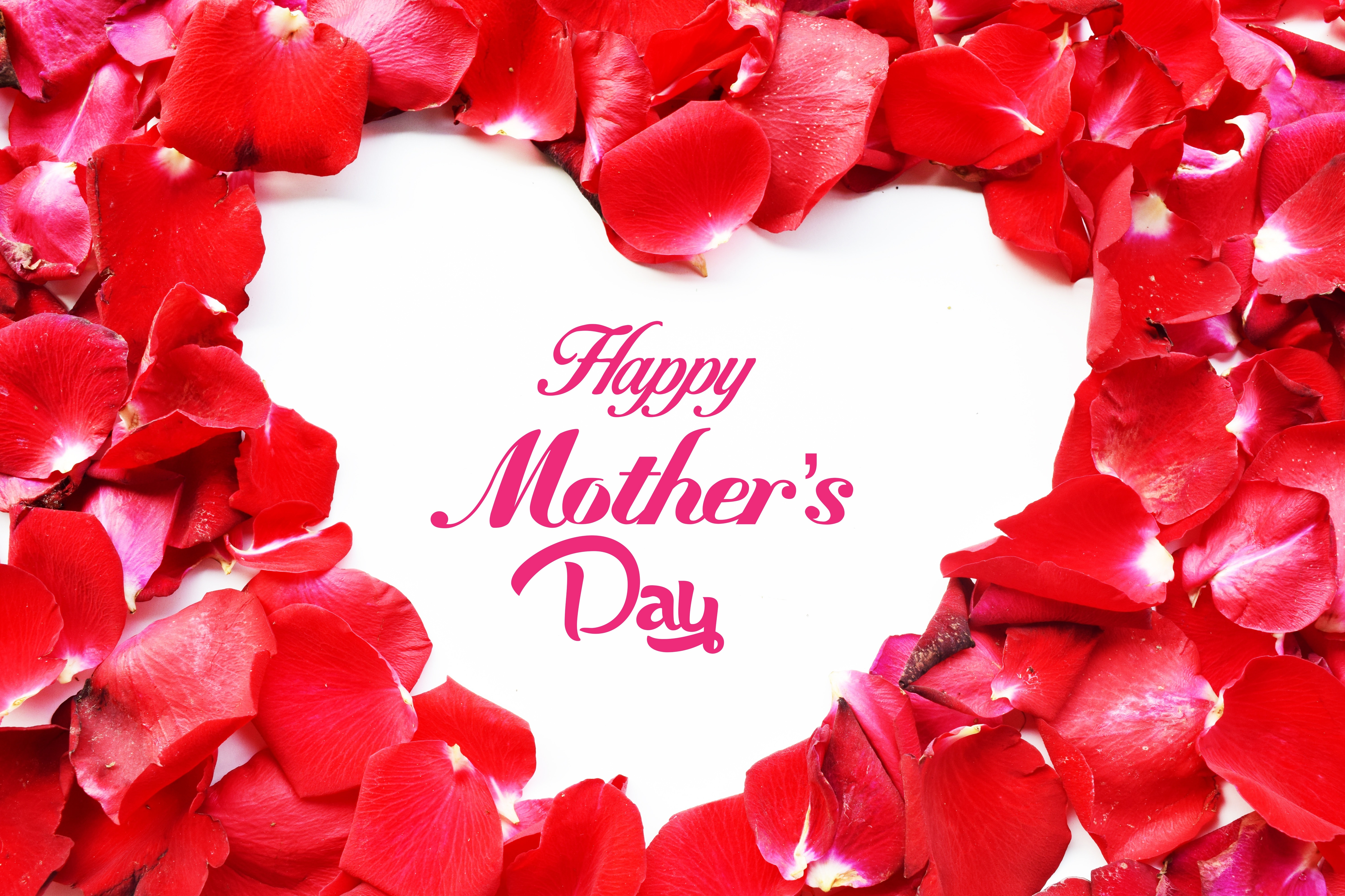 happy mother's day text with red petal heart shape illustration free ...