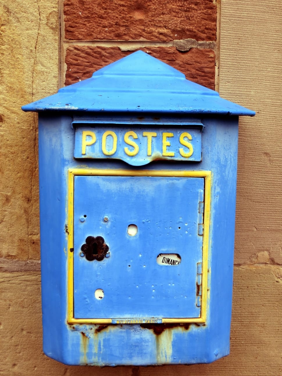 Blue, France, Old, Alsace, Mailbox, mail, mailbox preview