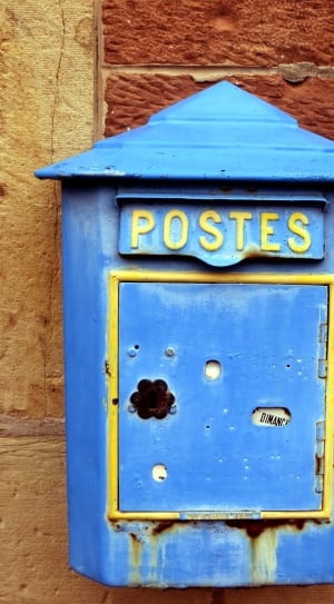 Blue, France, Old, Alsace, Mailbox, mail, mailbox thumbnail