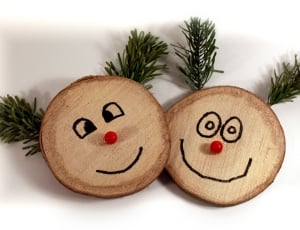 2 brown and green round shaped christmas decor thumbnail