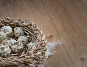 eggs on beige wicker basket thumbnail