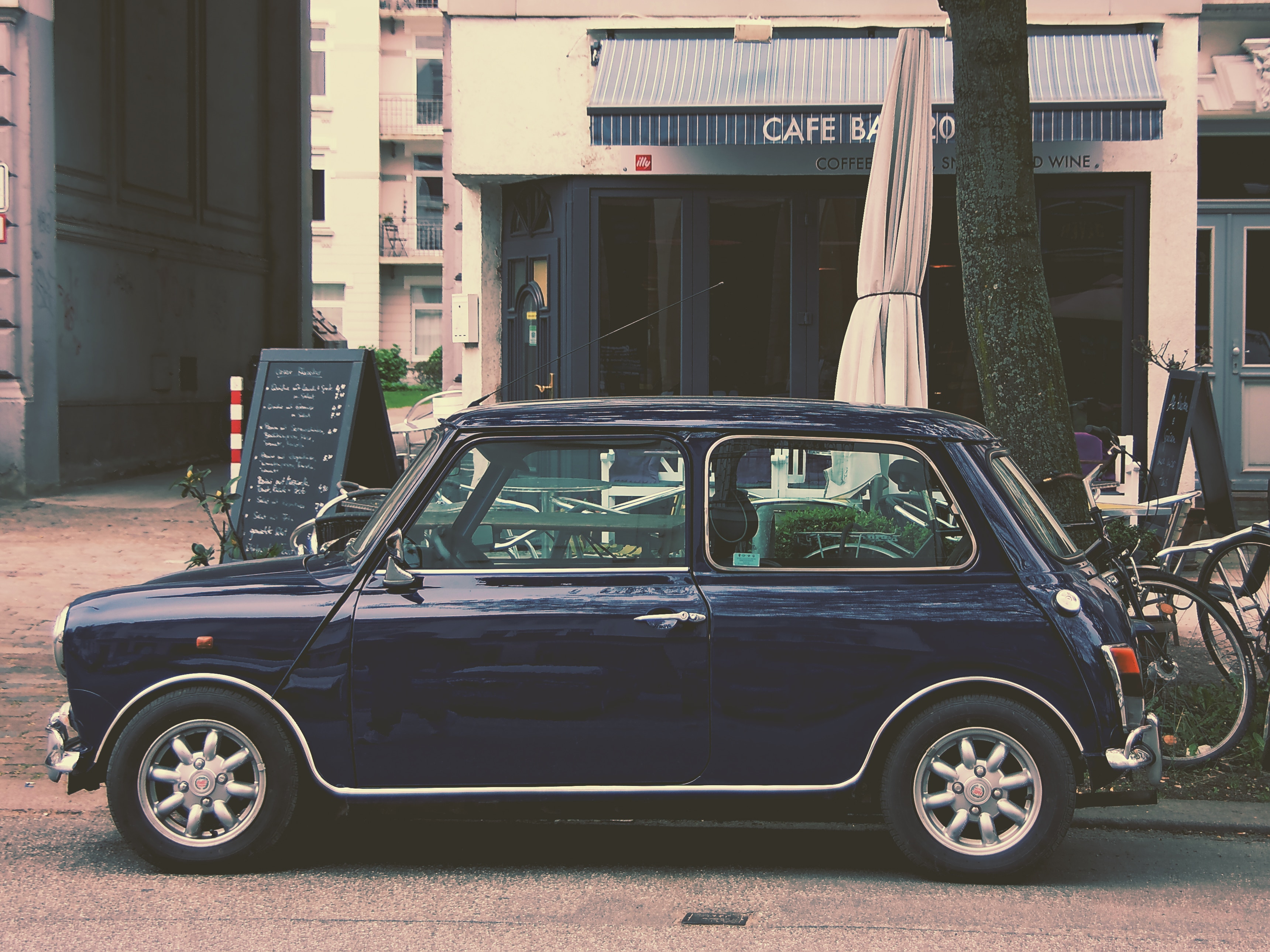 blue classic 3 door hatchback