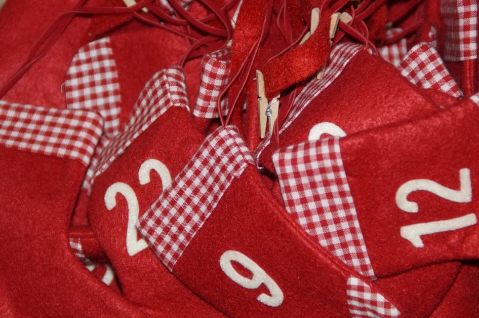 red and white textile with numbers preview