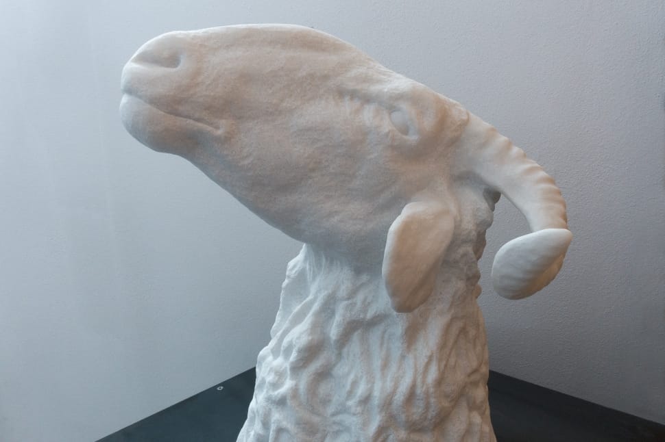 white goat head statuette preview