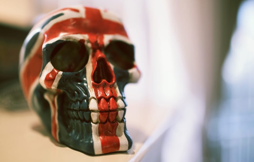 United Kingdom flag themed skull figurine preview