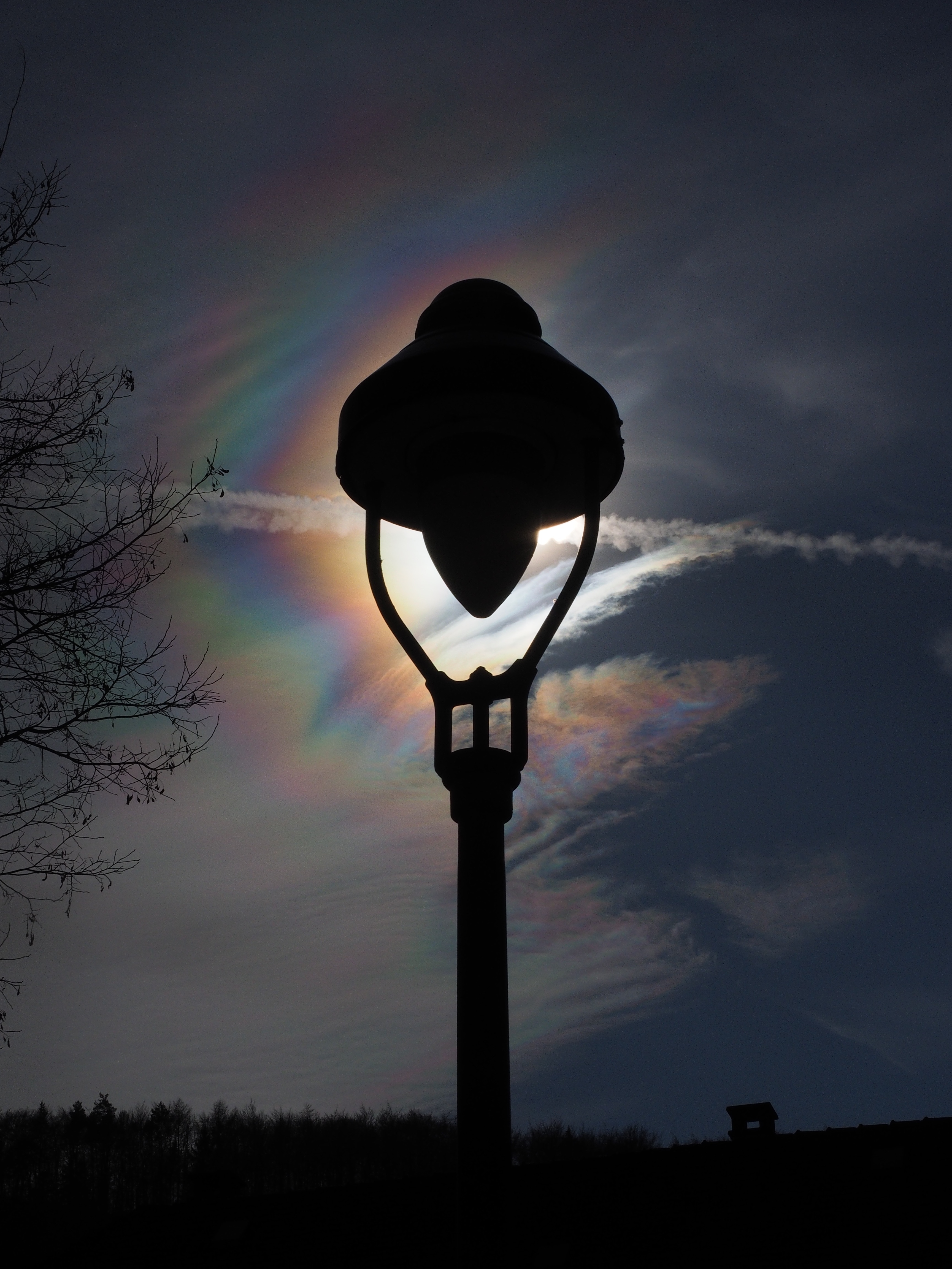 silhouette of post lamp