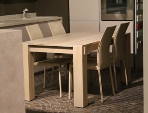 brown wooden dining table set thumbnail