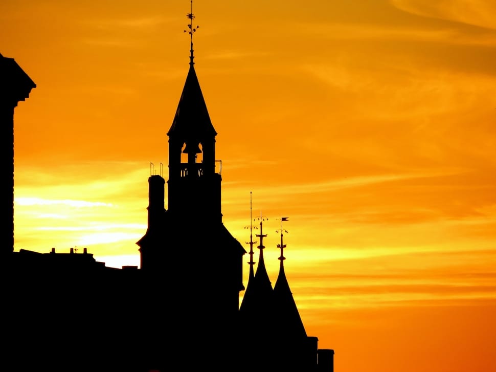 silhouette of castle during sunset preview